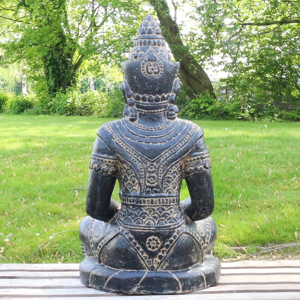 Buddha Steinfigur Deko aus Stein für den Garten frostsicher wetterfest groß Steinbuddha
