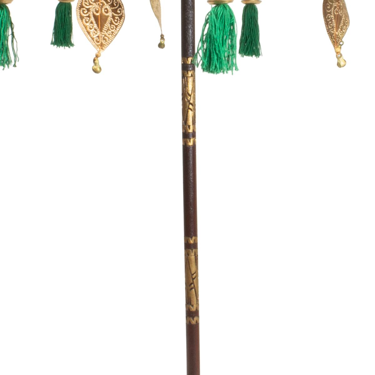 Kleiner Tischschirm aus Bali Garten Schirm Dekoration Party Partyschirm Handarbeit Orient Dekoschirm ca. 62 cm Dunkelgrün