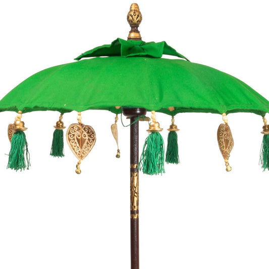 Kleiner Tischschirm aus Bali Garten Schirm Dekoration Party Partyschirm Handarbeit Orient Dekoschirm ca. 62 cm Dunkelgrün