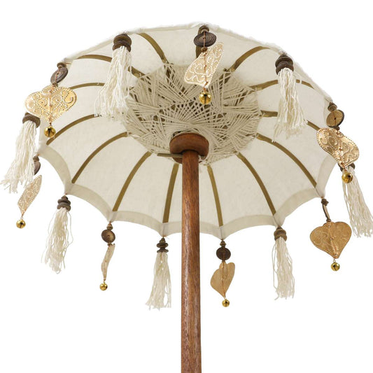 Kleiner Tischschirm aus Bali Garten Schirm Dekoration Party Partyschirm Handarbeit Orient Dekoschirm ca. 40 cm Weiß