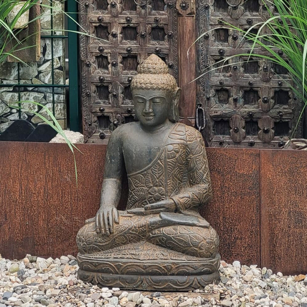 Gartenfigur Buddhafigur Steinbuddha Buddha aus Stein für den Garten