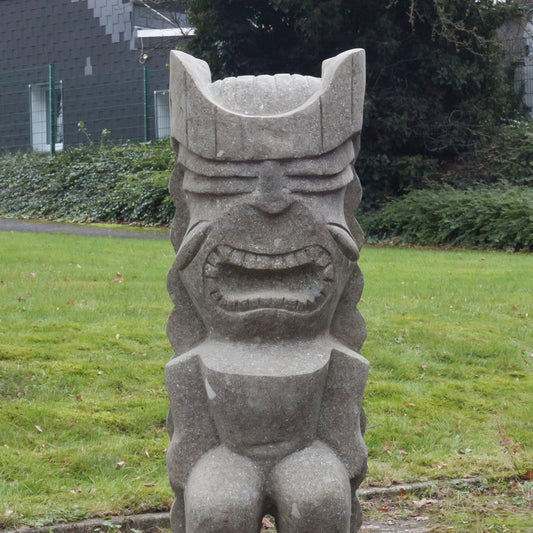 Tiki Moai Greenstone Steinfigur Dekofigur Garten Figur aus Stein 100cm