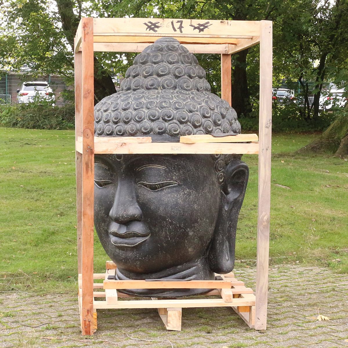 Buddhakopf Buddhafigur Buddha Gatenfigur Steinfigur Gartendeko Garten Deko aus Stein wetterfest frostsicher 