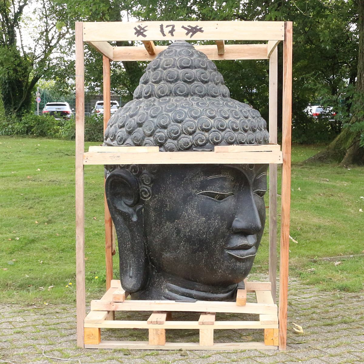 Buddhakopf Buddhafigur Buddha Gatenfigur Steinfigur Gartendeko Garten Deko aus Stein wetterfest frostsicher 