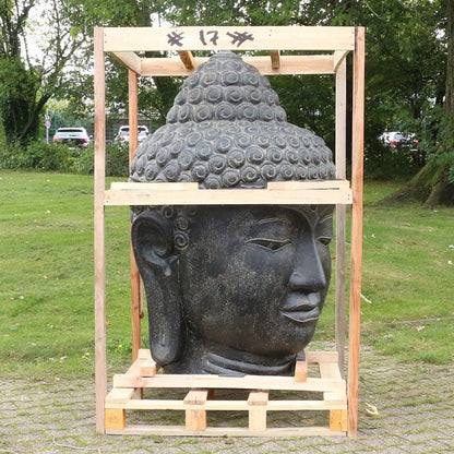 Buddhakopf Buddhafigur Buddha Gatenfigur Steinfigur Gartendeko Garten Deko aus Stein wetterfest frostsicher 