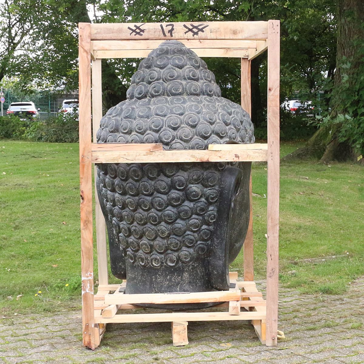 Buddhakopf Buddhafigur Buddha Gatenfigur Steinfigur Gartendeko Garten Deko aus Stein wetterfest frostsicher 