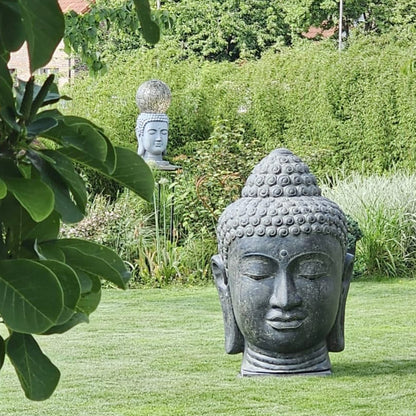 Buddhakopf aus Stein Steinfigur Gartenfigur Buddha Gartendeko
