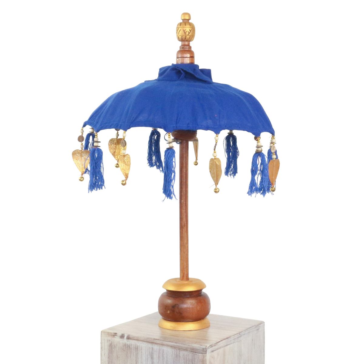 Kleiner Tischschirm aus Bali Garten Schirm Dekoration Party  Partyschirm Handarbeit Orient Dekoschirm ca. 40 cm Blau Gold