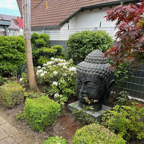 Buddha Steinfigur Buddhakopf Gartenfigur groß