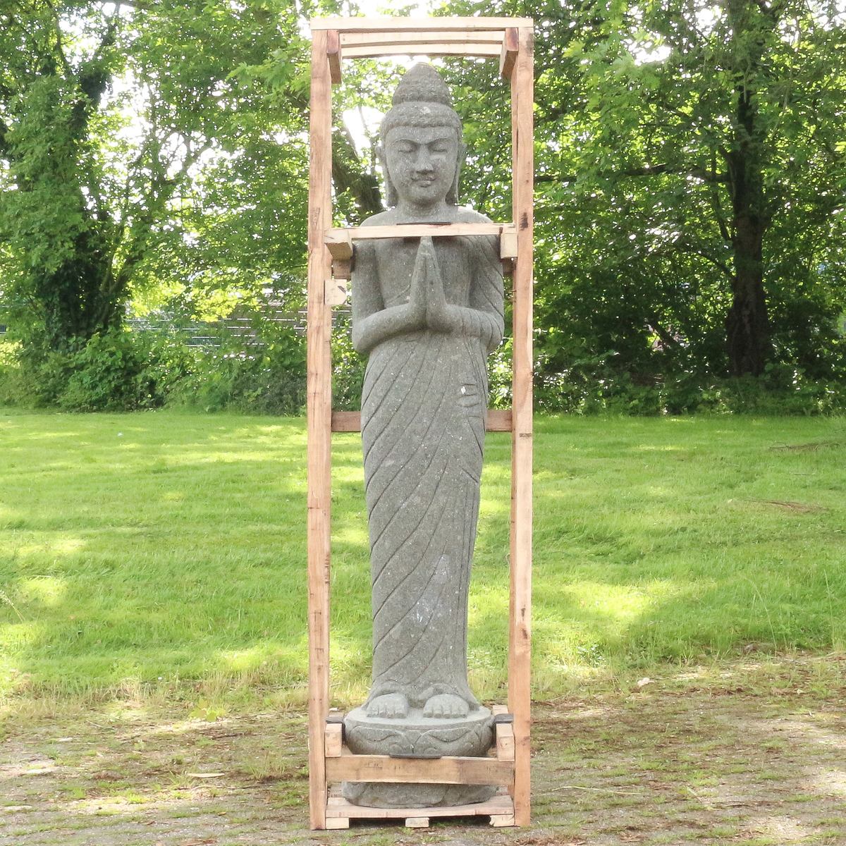 Buddha Steinfigur Massiv aus Stein Gartendeko 