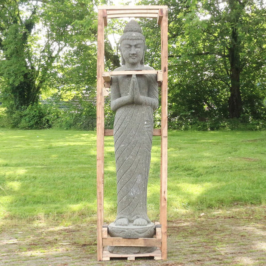 Buddha Steinfigur Massiv aus Stein Gartendeko 