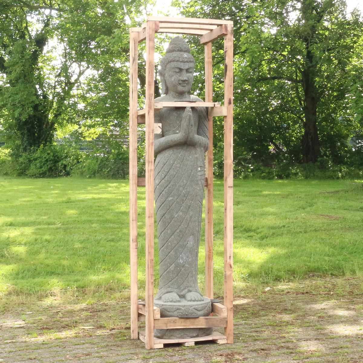 Buddha Steinfigur Massiv aus Stein Gartendeko 