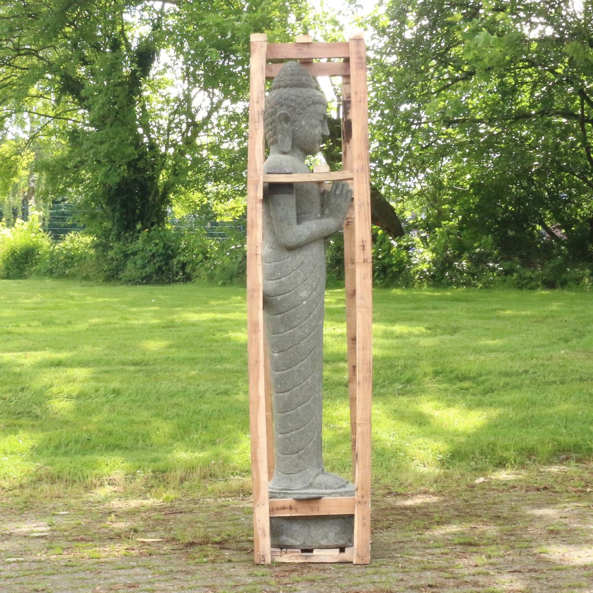 Buddha Steinfigur Massiv aus Stein Gartendeko 