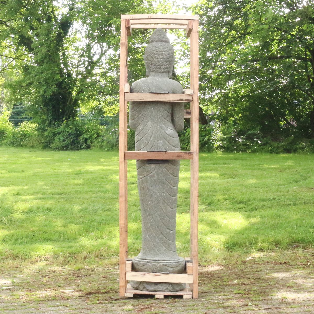 Buddha Steinfigur Massiv aus Stein Gartendeko 