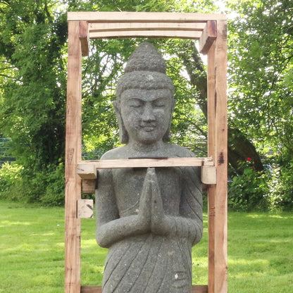Buddha Steinfigur Massiv aus Stein Gartendeko 