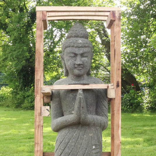 Buddha Steinfigur Massiv aus Stein Gartendeko 