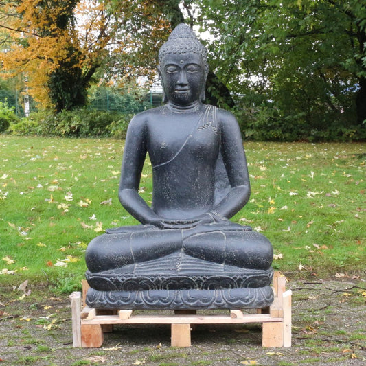 Große Buddha Steinfigur sitzend Skulptur 126cm