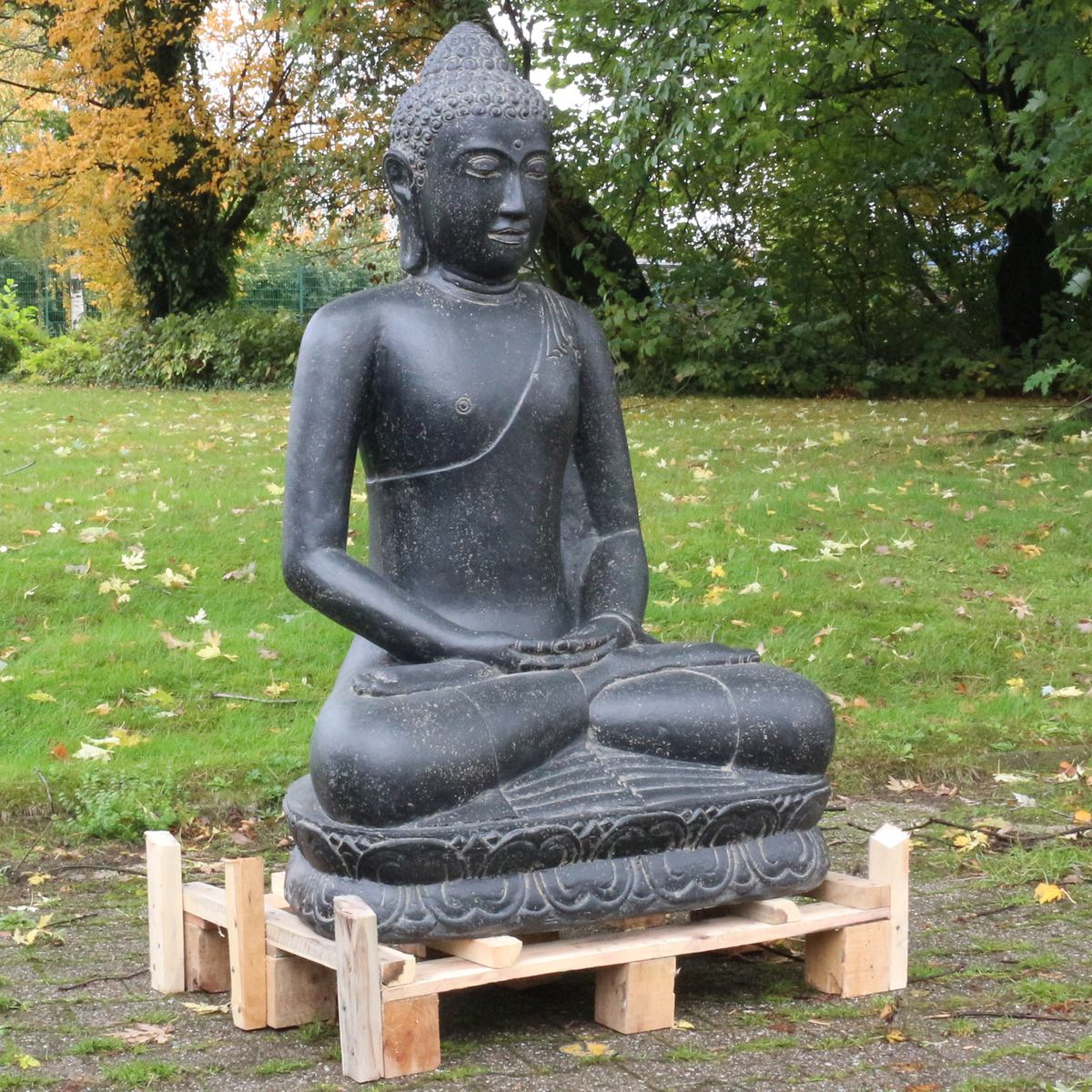 Große Buddha Steinfigur sitzend Skulptur 126cm