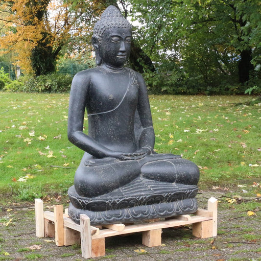 Große Buddha Steinfigur sitzend Skulptur 126cm