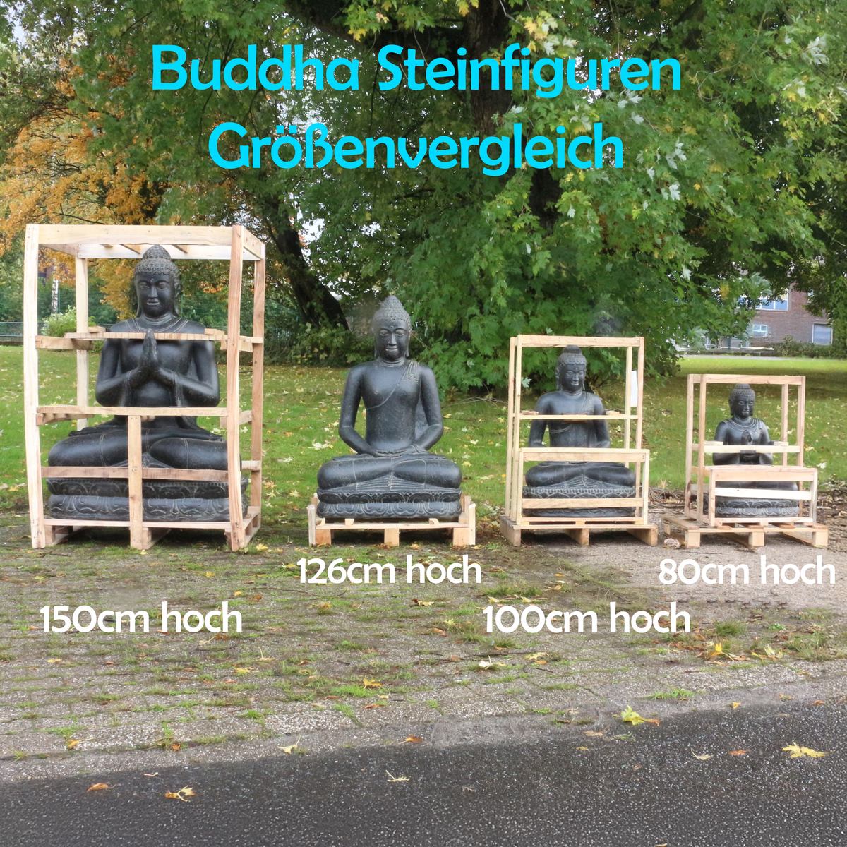 Buddha Statue sitzend Figur Skulptur Asien Indonesien Deko GRC Beton Gartenfigur Greetings 98 cm