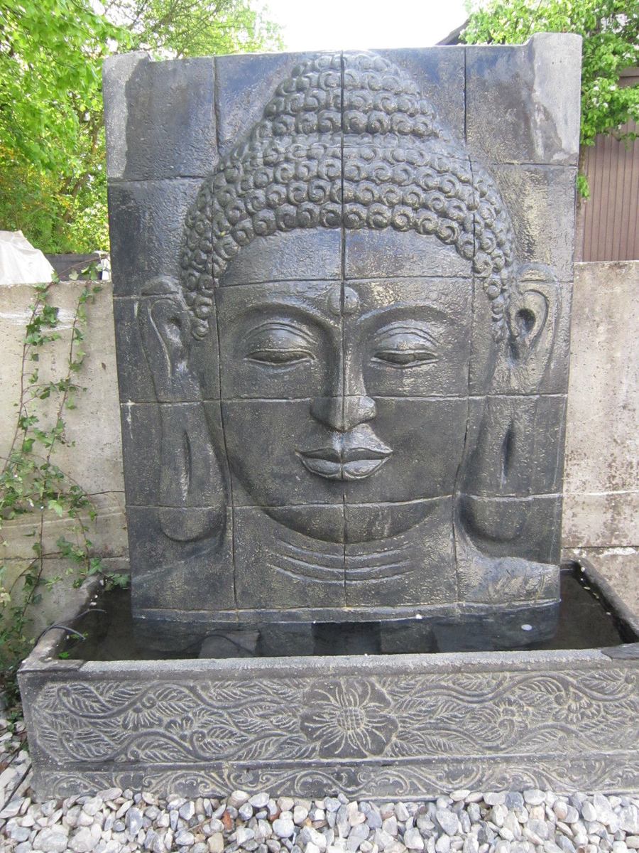 Buddha Wand Stein Relief Wasserwand Outdoor Garten Deko 2 Teilig 92 cm