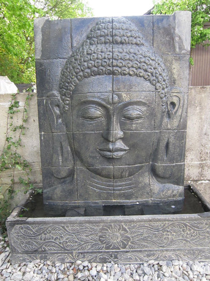 Buddha Wand Stein Relief Wasserwand Outdoor Garten Deko 2 Teilig 92 cm