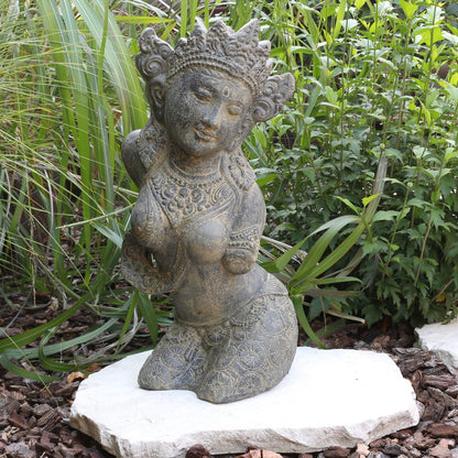 Dewi Figur Skulptur Stein Gott Statue Lavasand Bali Garten Steinfigur Deko 60 cm