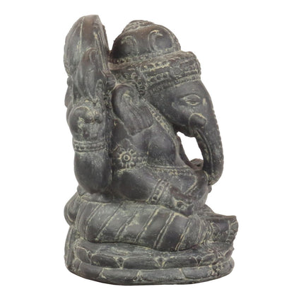 Ganesha Steinfigur Stein Figur Skulptur Lavastein Bali Garten Deko Grau 30cm