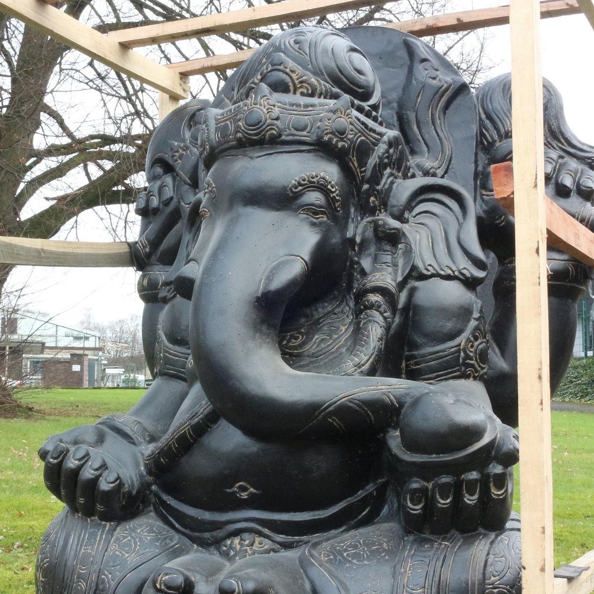 Ganesha Steinfigur Skulptur Elefant Garten Deko Figur