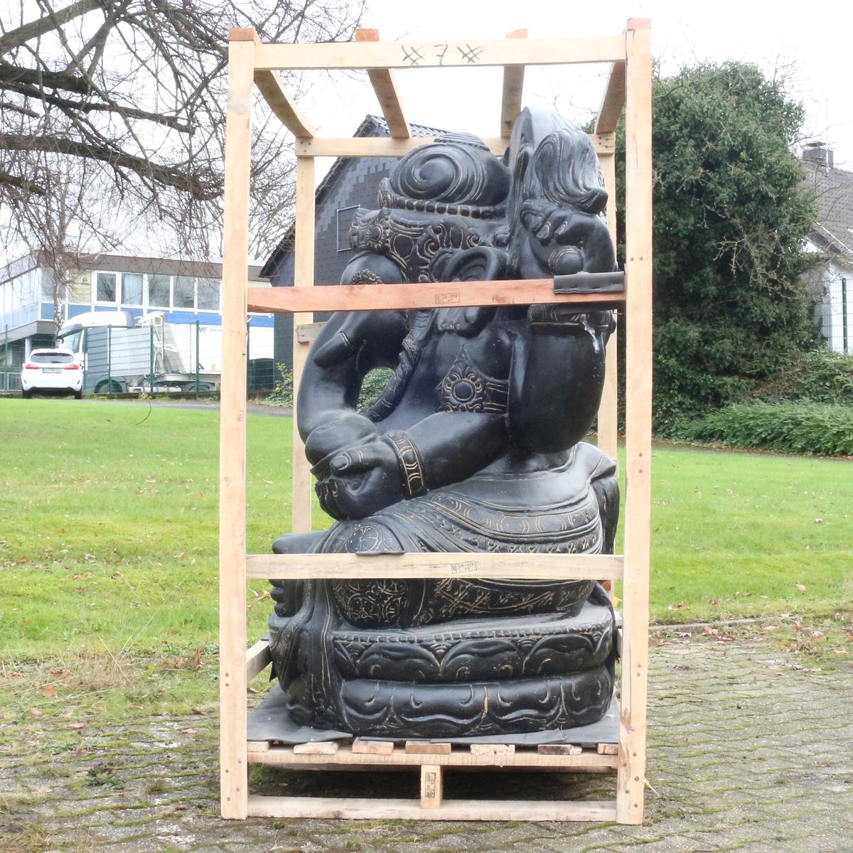 Ganesha Steinfigur Skulptur Elefant Garten Deko Figur