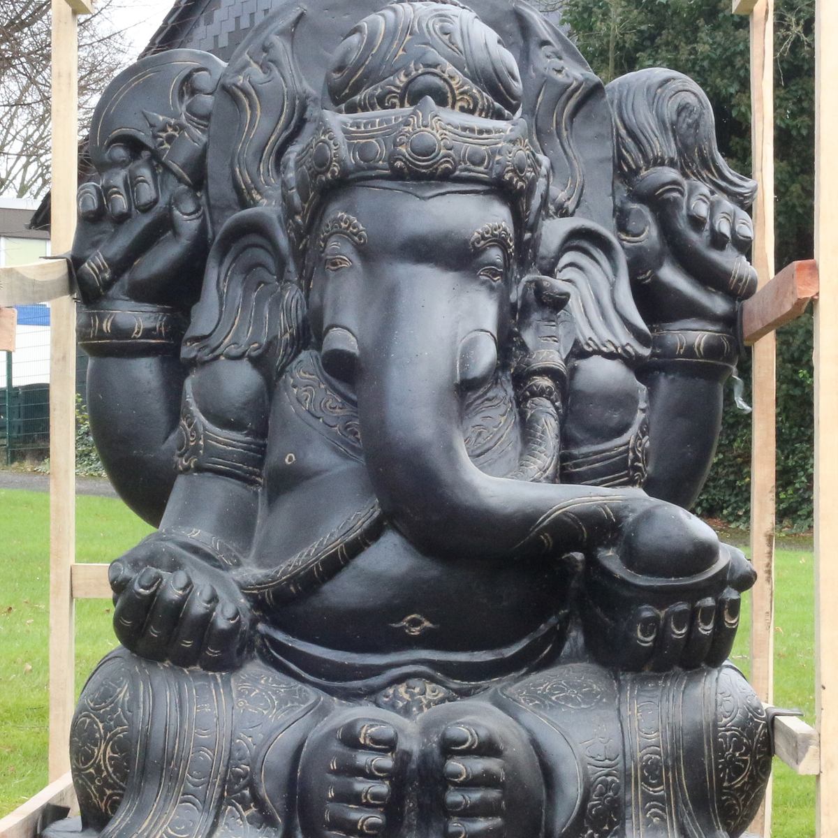 Ganesha Steinfigur Skulptur Elefant Garten Deko Figur