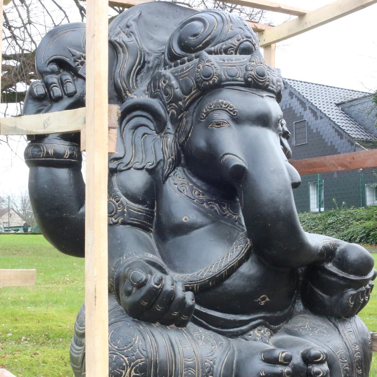 Ganesha Steinfigur Skulptur Elefant Garten Deko Figur