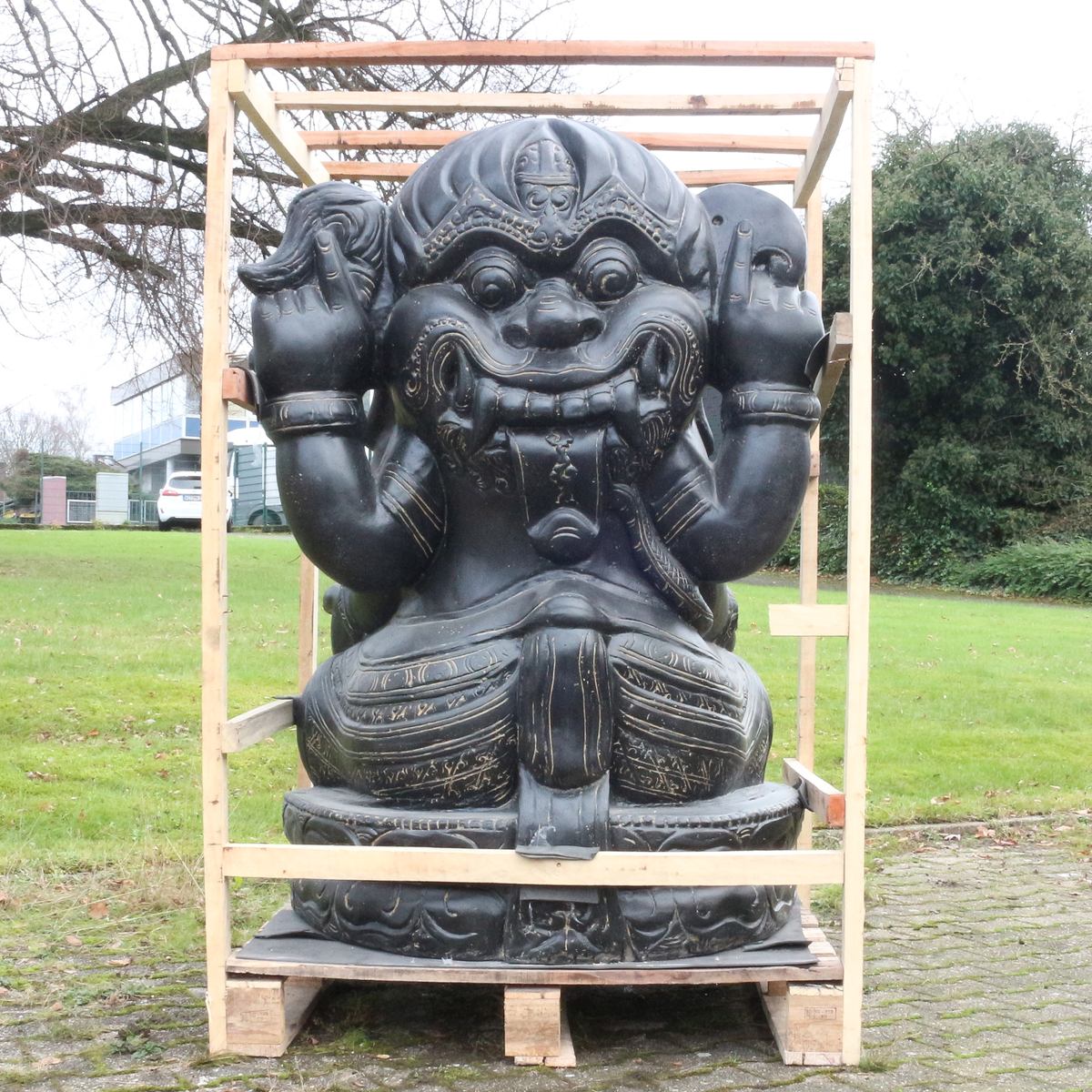 Ganesha Steinfigur Skulptur Elefant Garten Deko Figur