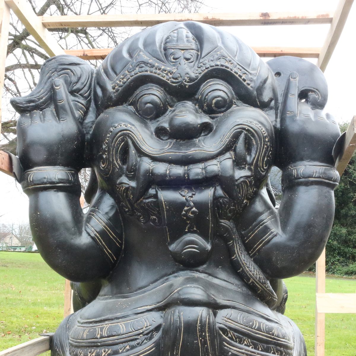 Ganesha Steinfigur Skulptur Elefant Garten Deko Figur