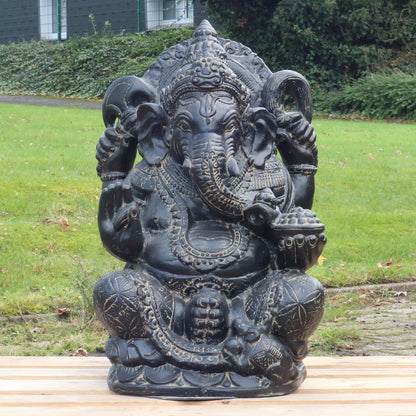Ganesha Steinfigur Wetterfeste Steinfiguren Dekofigur Skulptur für innen und außen Gartenskulptur ca. 80 cm