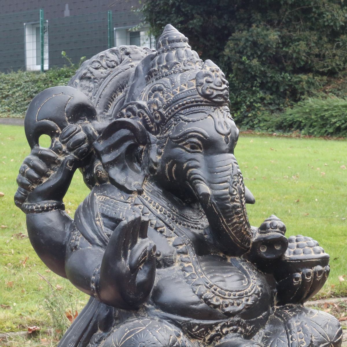 Ganesha Steinfigur Wetterfeste Steinfiguren Dekofigur Skulptur für innen und außen Gartenskulptur ca. 80 cm