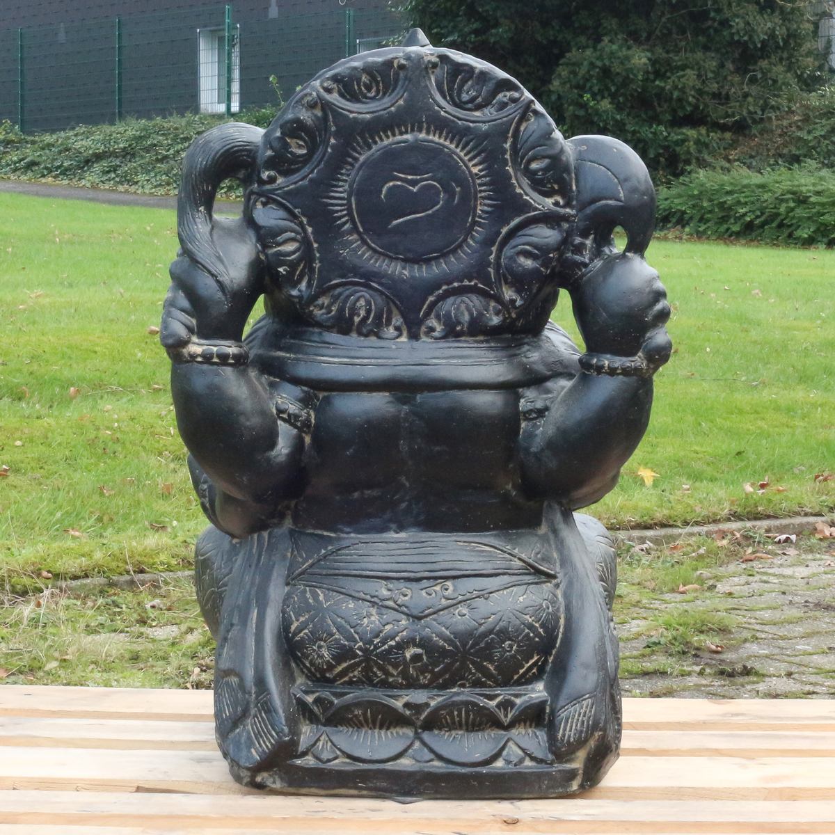 Ganesha Steinfigur Wetterfeste Steinfiguren Dekofigur Skulptur für innen und außen Gartenskulptur ca. 80 cm