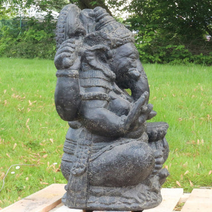 Ganesha Steinfigur aus Steinguss für innen und außen Frostfest ca. 80 cm