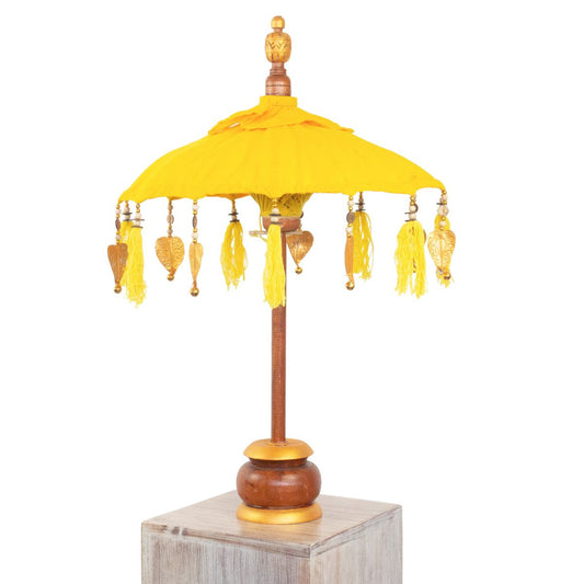 Kleiner Tischschirm aus Bali Garten Schirm Dekoration Party  Partyschirm Handarbeit Orient Dekoschirm ca. 40 cm Gelb Gold
