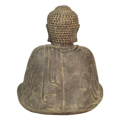 Japan Buddha Figur sitzend Skulptur Lotussitz Meditationsgeste Stein Lavasand Bali Steinfigur Garten Deko 20 cm