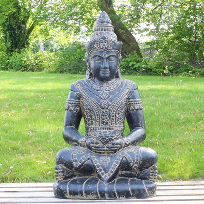 Buddha Steinfigur Deko aus Stein für den Garten frostsicher wetterfest groß Steinbuddha