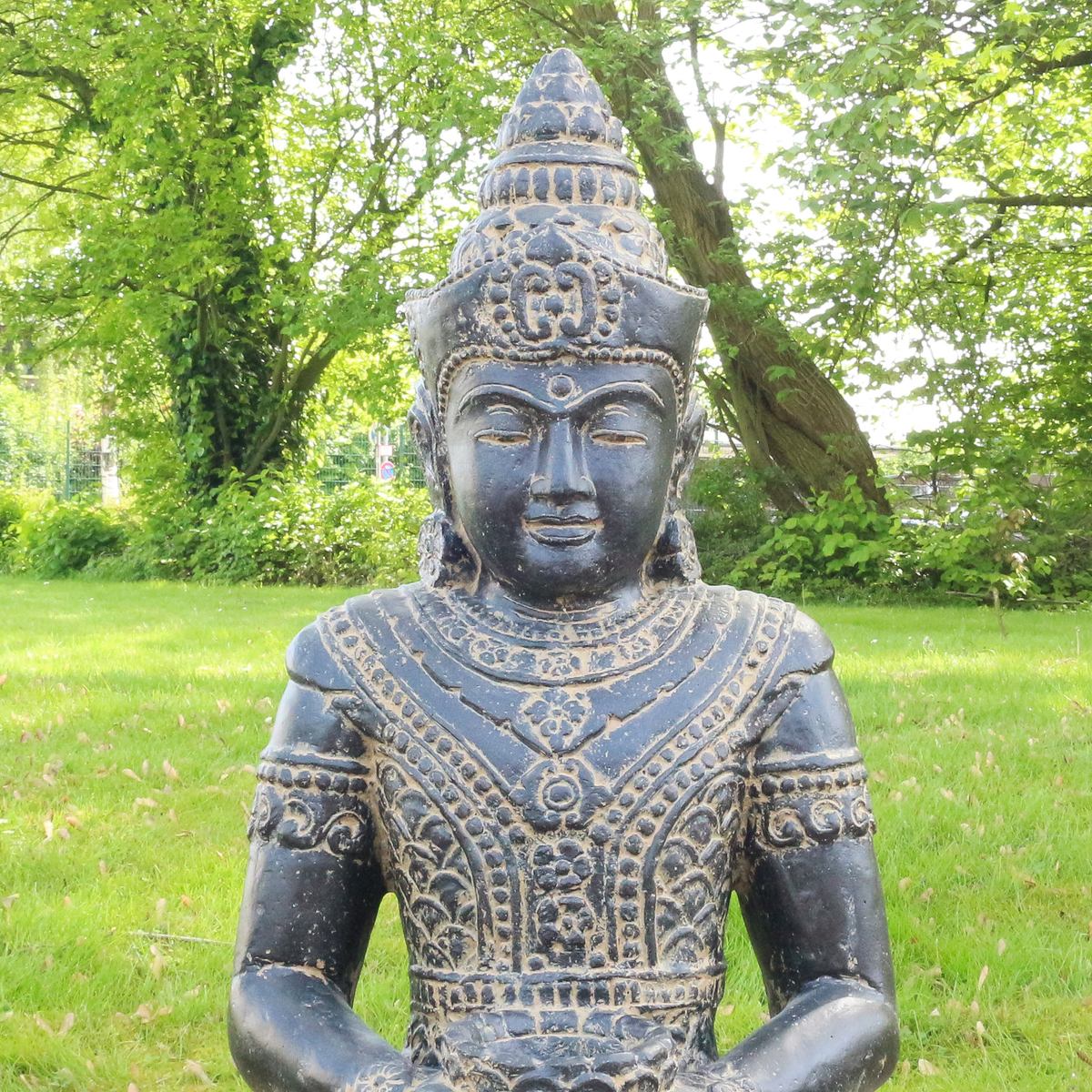 Buddha Steinfigur Deko aus Stein für den Garten frostsicher wetterfest groß Steinbuddha