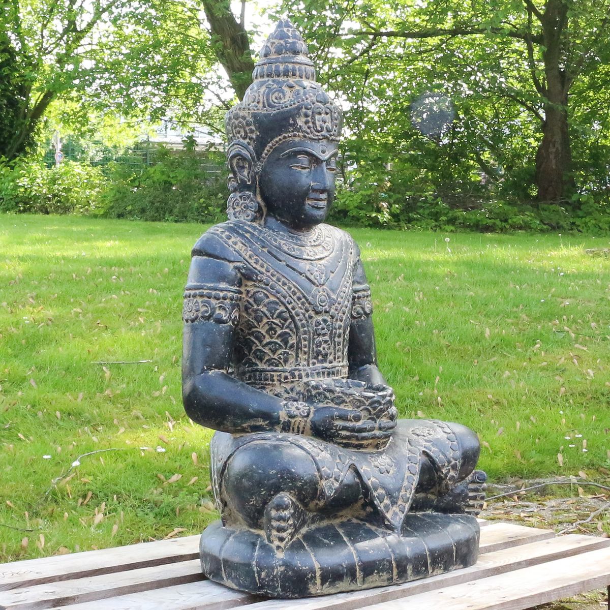 Buddha Steinfigur Deko aus Stein für den Garten frostsicher wetterfest groß Steinbuddha