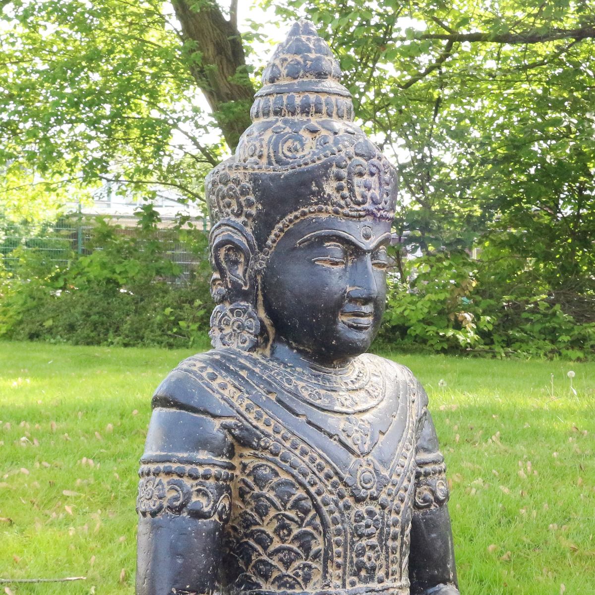 Buddha Steinfigur Deko aus Stein für den Garten frostsicher wetterfest groß Steinbuddha