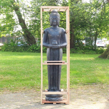 Buddha Steinfigur Deko aus Stein für den Garten frostsicher wetterfest groß Steinbuddha