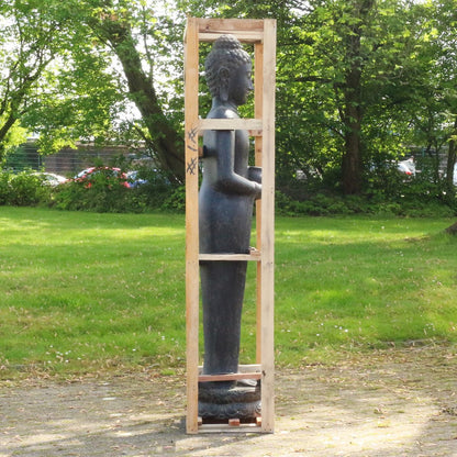 Buddha Steinfigur Deko aus Stein für den Garten frostsicher wetterfest groß Steinbuddha