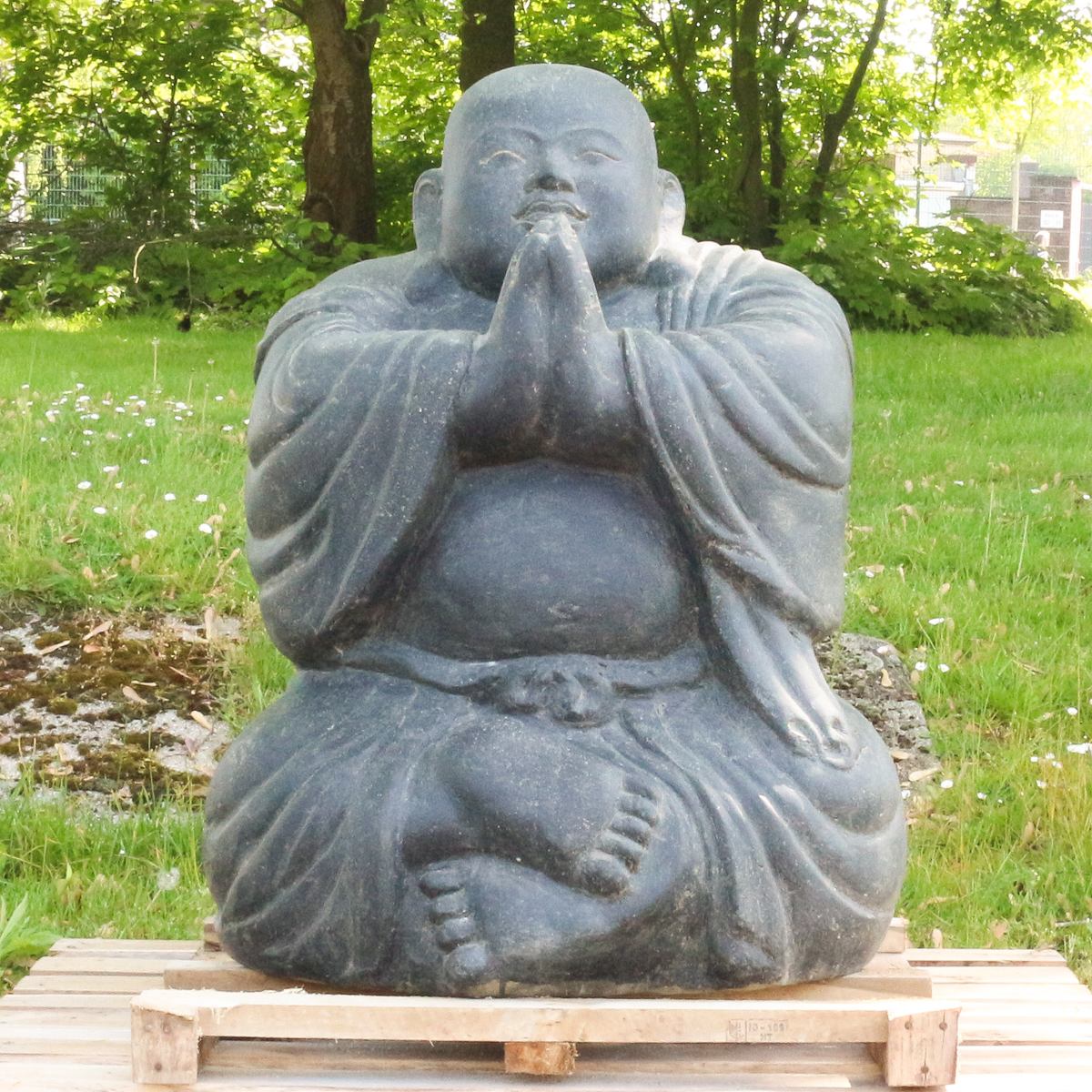 China Buddha Steinfigur Deko aus Stein für den Garten frostsicher wetterfest groß 