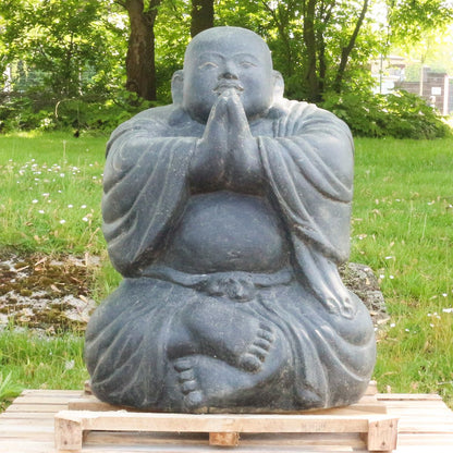 China Buddha Steinfigur Deko aus Stein für den Garten frostsicher wetterfest groß 