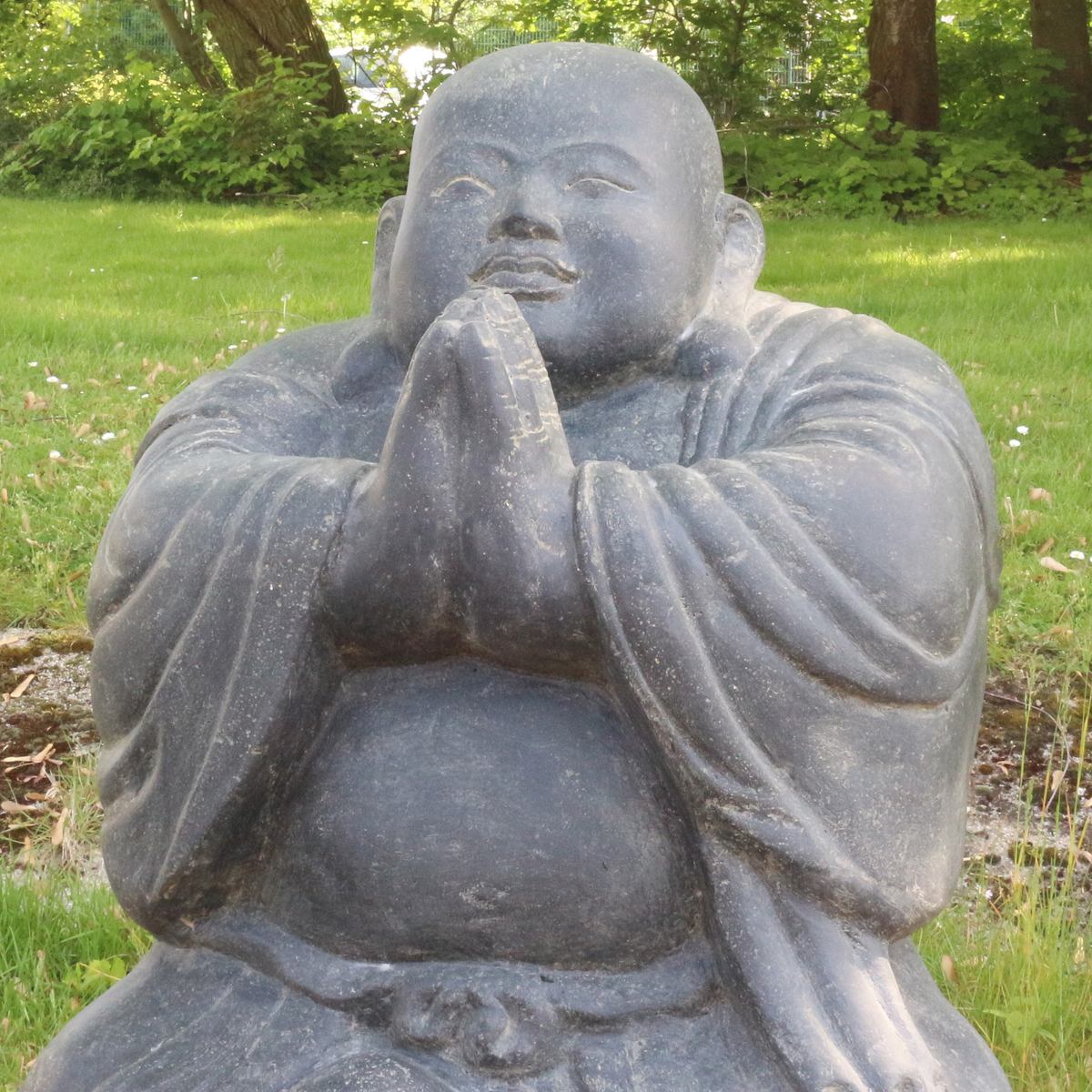 China Buddha Steinfigur Deko aus Stein für den Garten frostsicher wetterfest groß 