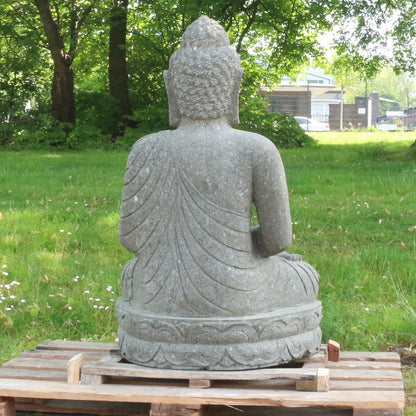 Buddha Steinfigur Deko aus Stein für den Garten frostsicher wetterfest groß Steinbuddha